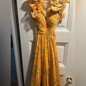 Mac Duggal Yellow Ruffle Dress